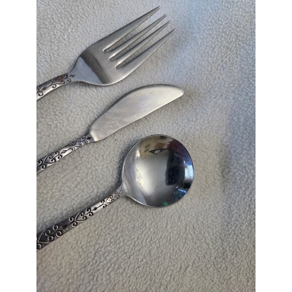 Lot 3 Vintage Interpur Japan Silverware Set Butter Knife Soup Spoon Swirl - Picture 4 of 6